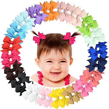 Alinmo Baby Hair Clips 2' Baby Girls Clips Fully Lined Baby Bows Tiny Hair Bows Alligator Clips For Baby Girls Infants Toddlers