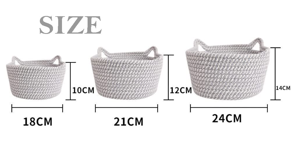 Small Woven Baskets | Mini Storage Bins | Cotton Rope Baby Nursery Organizers | Cute Round Cat Ears Basket For Organizing Desk D