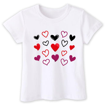 Kids Toddler Baby Girls Boys Valentine'S Day T-Shirt Short Sleeve Love Heart Cotton Top (White Love Hearts,5 Years)