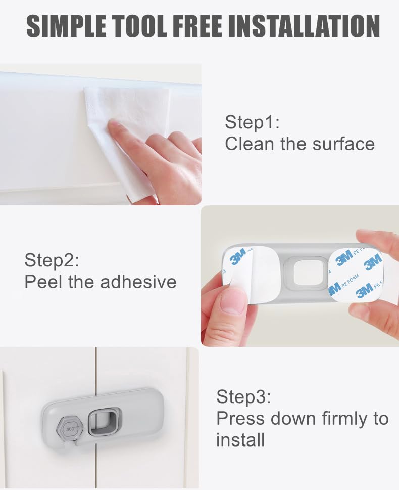 5 Pack Child Proof Refrigerator Lock, Qyeswhsr Fridge Locks For Kids With Sticky Adhesive Pads, Child Safety Locks For Doors, Rv