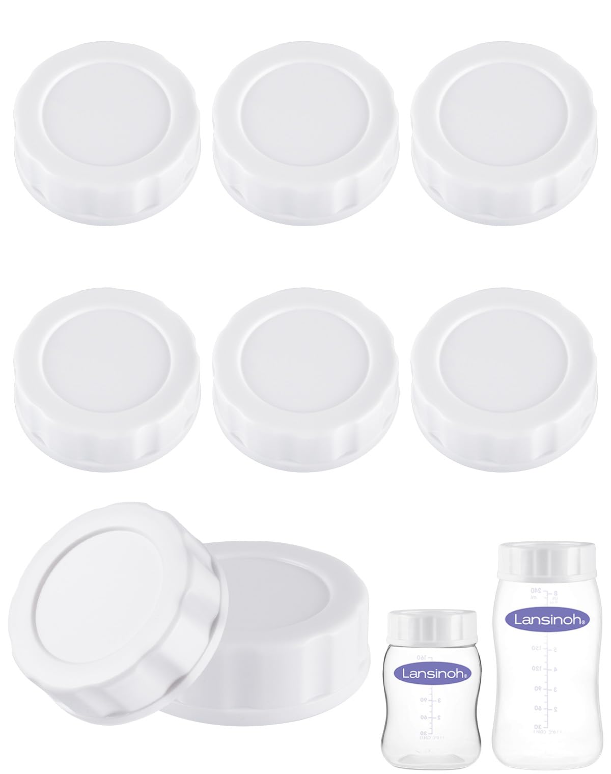 Xunicute Baby Bottle Caps Compatible With Lansinoh Bottles, Travel And Storage Bottle Lids Replacement, 8 Count