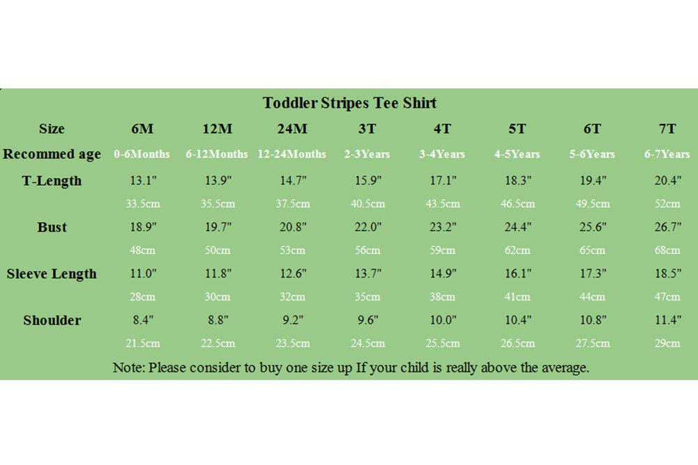 Baby Girls Boys Long Sleeve Tee Shirts Little Kids Cotton Striped Crew Neck Tops (White,6M)