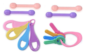 Manan Shopee Non Toxic Toddler And Infant Baby 3 In 1 Tooth Sooter Teether Keys Teething Toys For Baby Toy Textured Silicone For