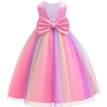 Jup'Elle Baby Girls Dresses With Pearls & Rainbow Color Tulle - Party Wedding Pageant Eastern Flower Girl 1 Year Birthday Dress