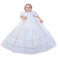 Niubao Baby Girls Baptism Delicate Cotton Dress Gown With Bonnet For 0-15 Months (6-9M, White)