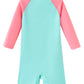 Umelok Infant Swimwear Girls One Piece Full Zip With Long Sleeve Upf 50+ Sun Protection Swimsuit Pink Green,3M
