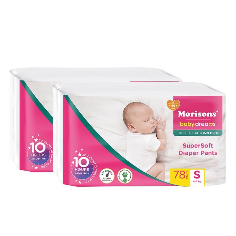 Morisons* Babydreams The Choice Of Smart Mums Morison Babydream The Choice Of Smart Mums Super Soft Diaper Pant S 156 Count 78 C