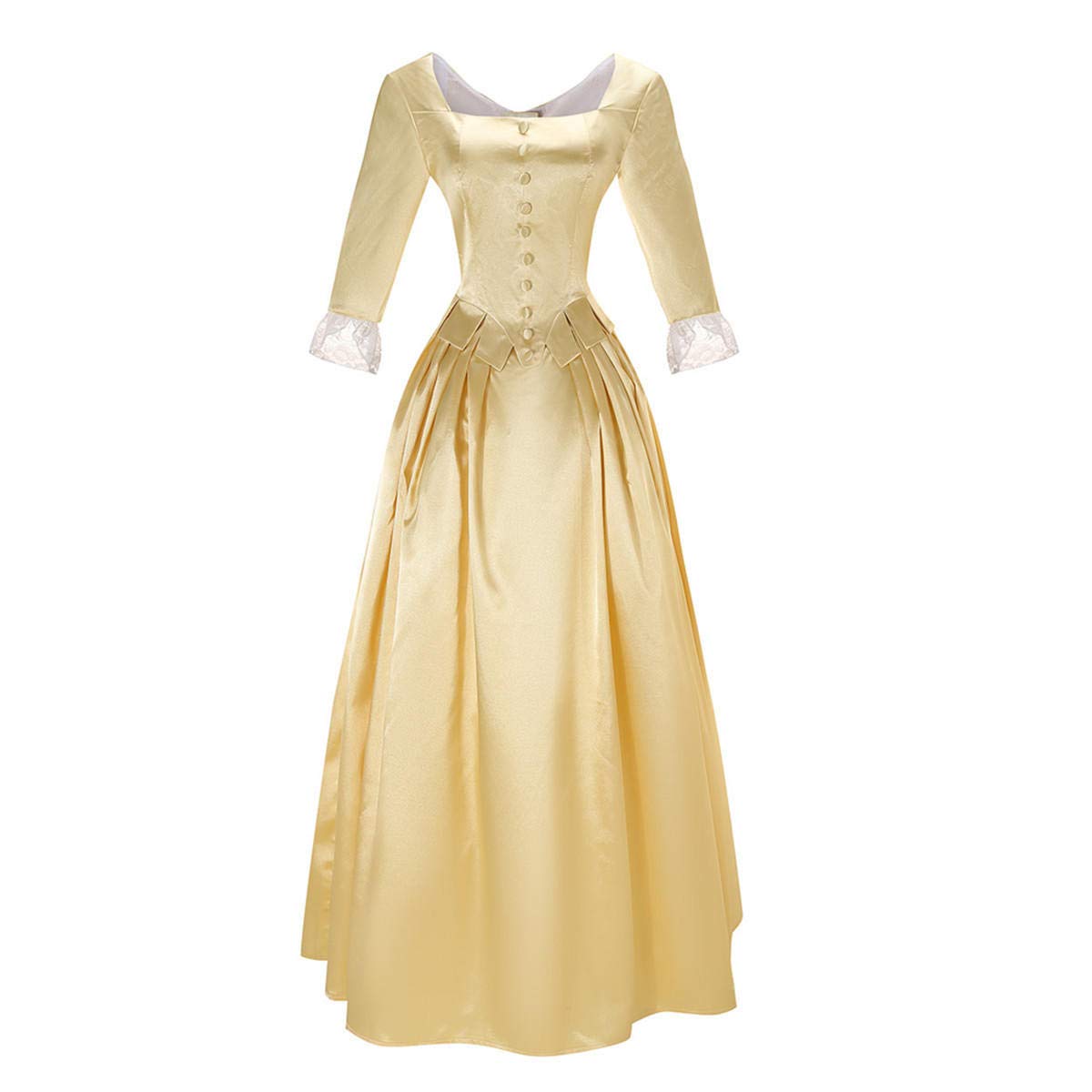 Royal Colonial Little Girl Child Princess Costume Hamilton Peggy Yellow Halloween Cosplay Kid Victorian Dress