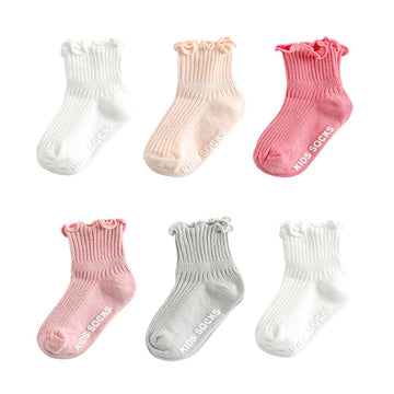 Zumou Toddler Anti Slip Non Skid Socks Little Girls Frilly Ruffle 6 Pairs (5-6 Years, Frilly 6 Pairs)