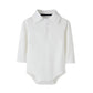 Teach Leanbh Baby Boys Pure Color Cotton Short Long Sleeve Polo Bodysuit 3-24 Months (White/Long Sleeve, 6 Months)