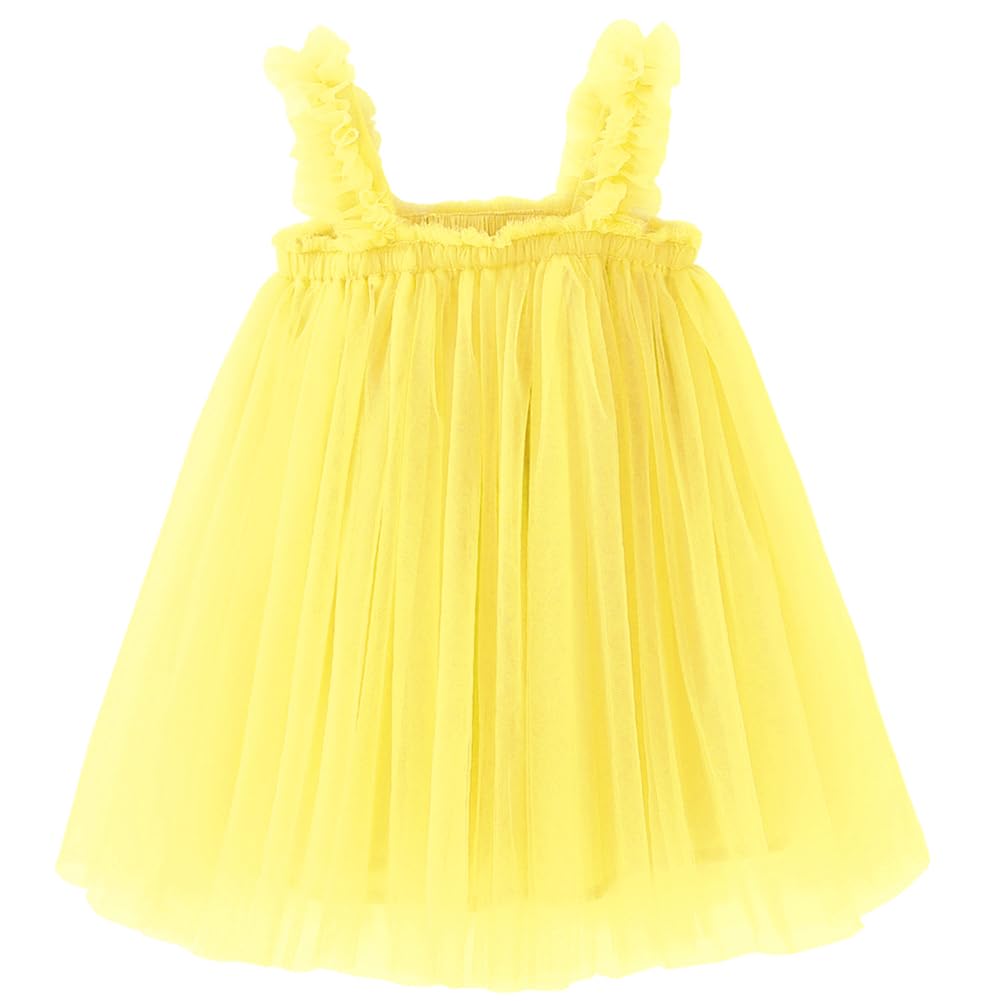 Bgfks Layered Tulle Tutu Dress For Toddler Girls,Baby Girl Rainbow Tutu Princess Skirt Set With Flower Headband.(Yellow,3T)