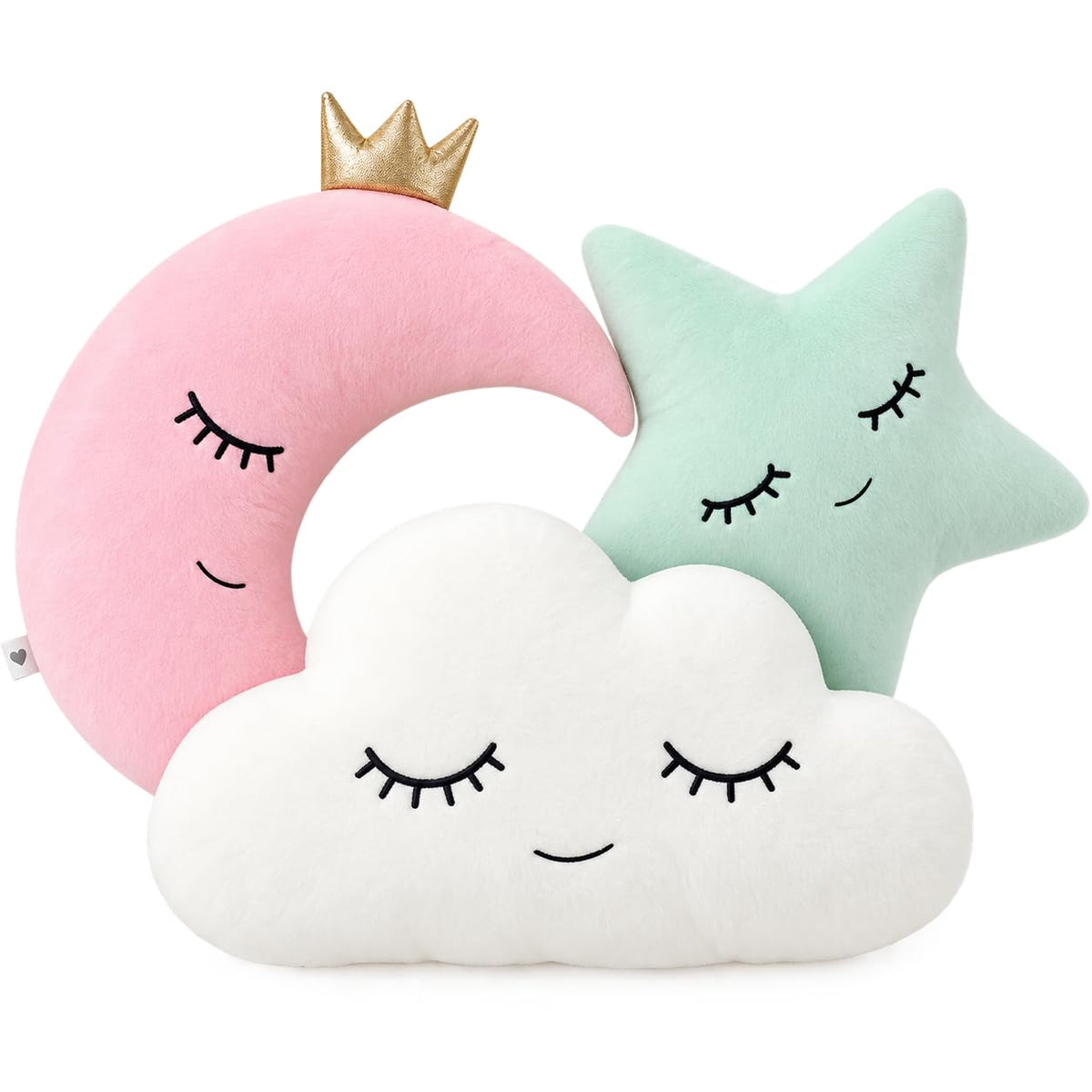 Moon Star Cloud Plush Cushion Set for Kids | Soft Cute Decorative Pillow Set | Kawaii Sleeping Face Cushions for Nursery, Bedroo
