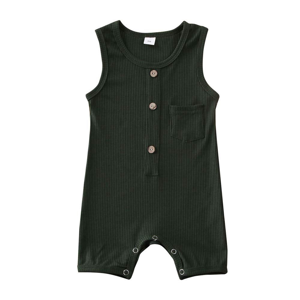 Iddolaka Newborn Summer Baby Boy Girl Romper Bodysuit Jumpsuit Playsuit One Piece Outfit Clothes (Green, 18-24 Months)