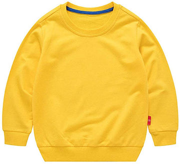 Haxico Unisex Kids Solid Cotton Thin Pullover Sweatshirt T-Shirt Toddler Baby Crewneck Long Sleeve Tshirts Tops Blouse Yellow, 3