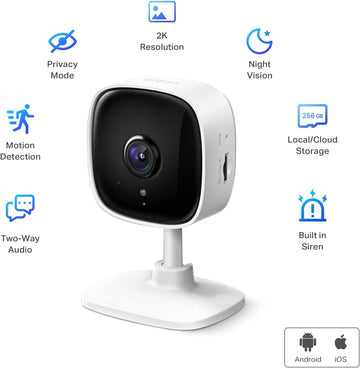 Tp-Link Tapo 2K Security Camera For Baby Monitor, Dog Camera W/Motion Detection, 2-Way Audio, Night Vision, Cloud & Sd Card Stor