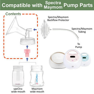 Maymom Pump Part Compatible With Spectra/Ameda Luna Pumps, Syngery Gold; Incl Wide Mouth Flange 16 Mm Valve; Not Original Spectr