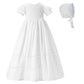 Niubao Baby Girls Baptism Delicate Cotton Dress Gown With Bonnet For 0-15 Months (6-9M, White)