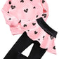 Bomdeals Toddler Girl Valentines Day Outfit - Kids Adorable Allover Heart Long Sweatshirt Skirt Pants Clothes Set 3T 4T 5T(Age(3