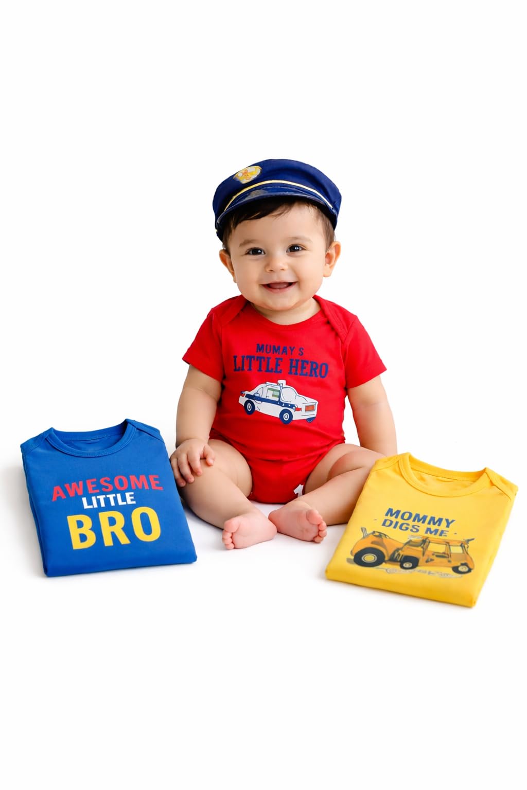 Daadun Baby Boys Cotton Half Sleeve Assorted Printed Bodysuits Soft & Breathable | 324 Months(Pack Of 3, 18 Month, Half Sleeve 