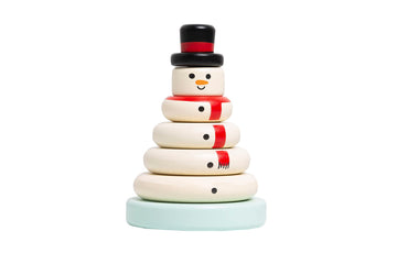 Pearhead Wooden Snowman Stacking Toy Set, Holiday Toys for Toddlers, Baby Nursery Holiday D  cor, Sorting and Stacking Tower Edu