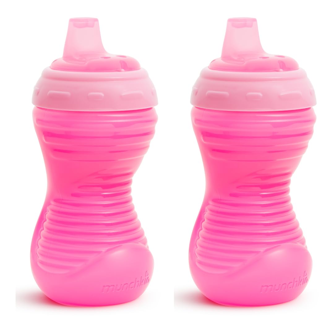 Munchkin Sippy Cups, 10oz Mighty Grip Spill Proof Toddler Cups for 6+Month Old - EZ to Hold Contoured Design, Soft Silicone Spou