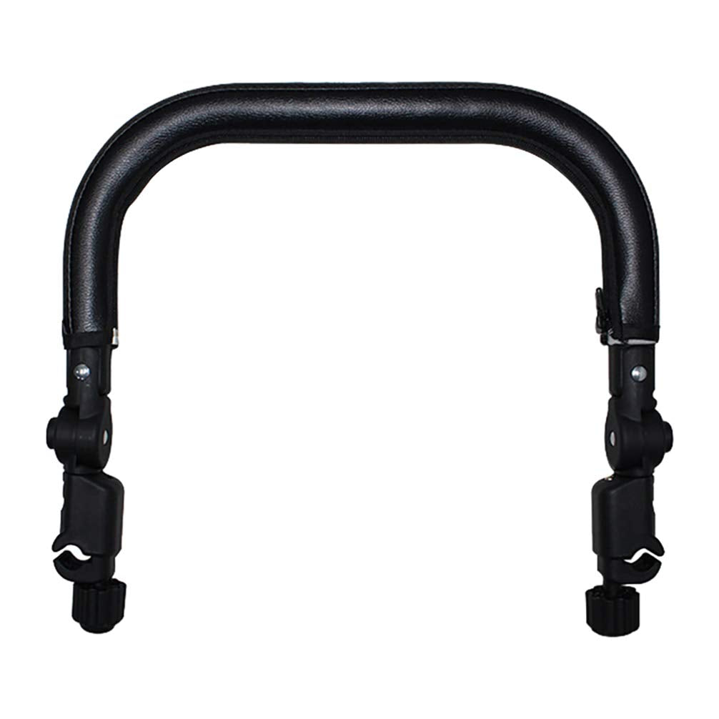 Toddmomy Baby Stroller Armrest Black Pu Leather Bumper, Universal Handle, Detachable Stroller Rod, Replacement Stroller Bumper