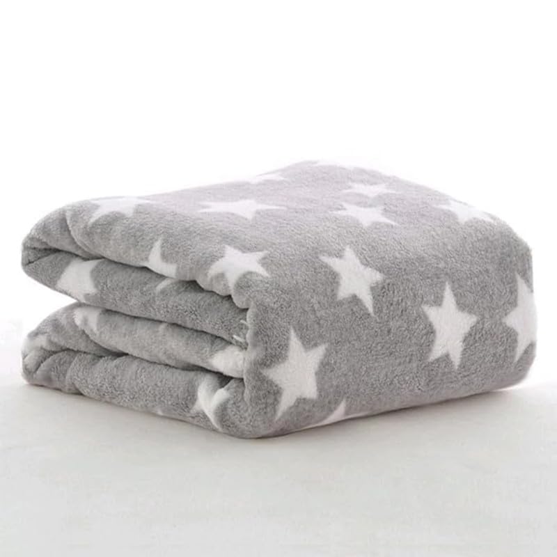 D BABY HOME Soft Fleece Baby Blanket Grey | Newborn Swaddle Wrap 10075 cm | Star Print, Ultra Cozy, Lightweight & Breathable | U