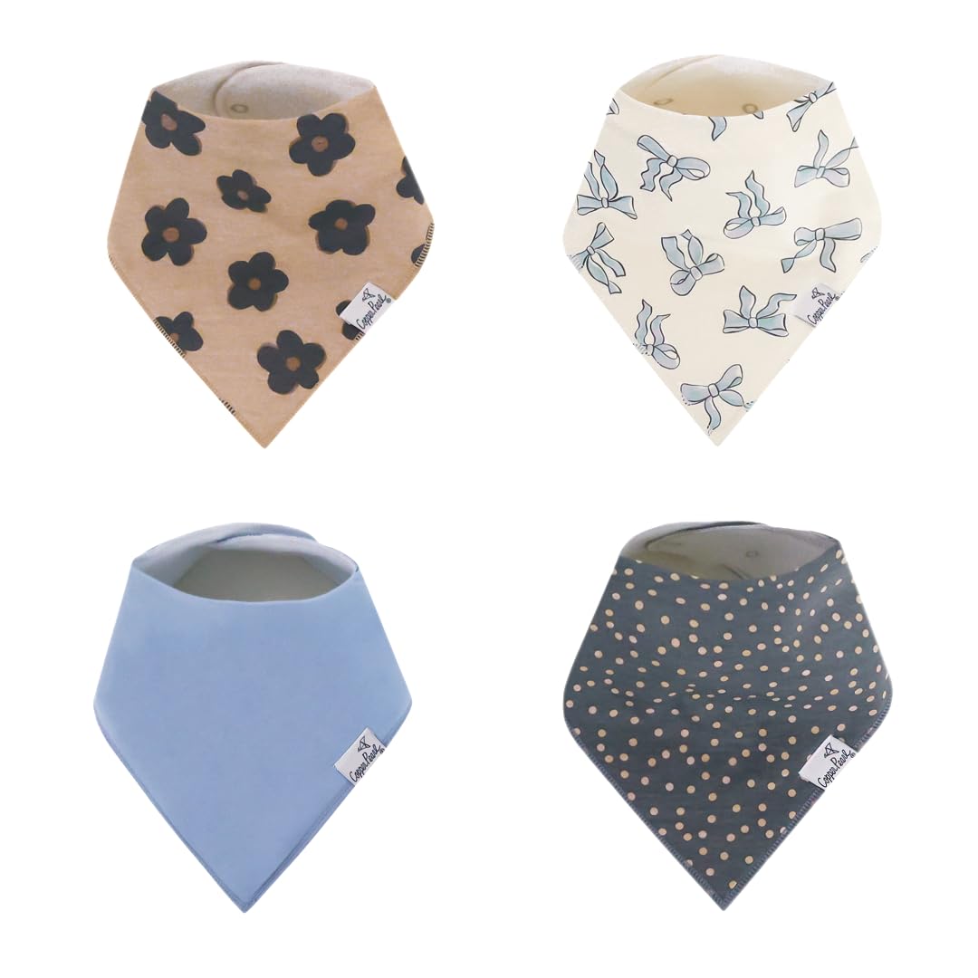 Copper Pearl Baby Bandana Drool Bibs for Drooling and Teething 4 Pack Gift Set Gemma in Tan
