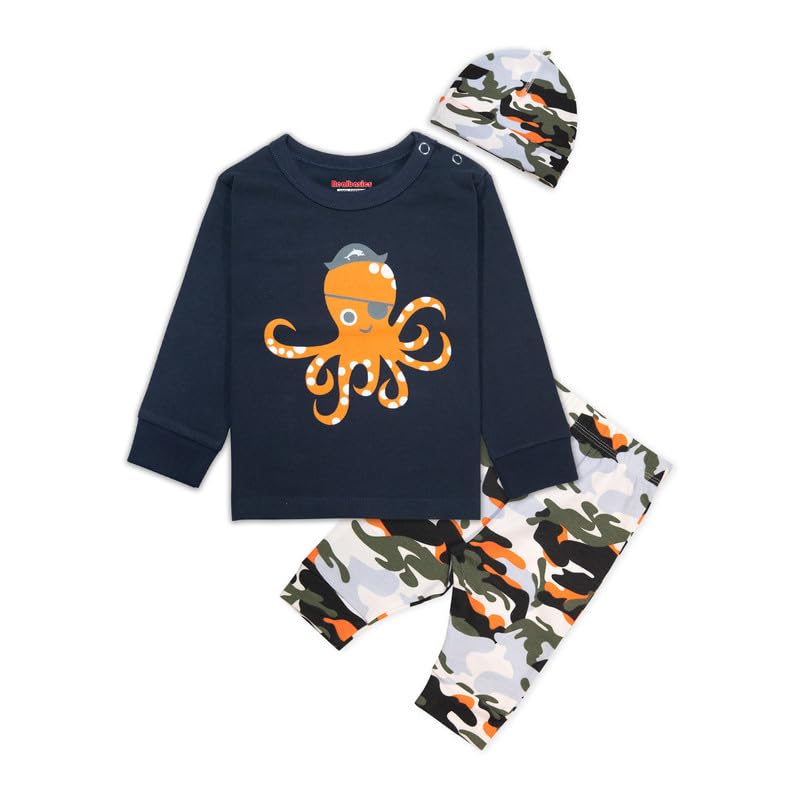 Real Basics Cotton Clothing Sets For Boys & Girls  Unisex Clothing Sets Full Sleeve TShirt & Pant Size (34 Years) (NavyCap)
