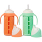 Tabor Place Set of 2 - Glass Sippy Cup for Toddlers - The Luca | Spill-Proof | Silicone Straw | Mint Green & Orange | 8 oz | Liq