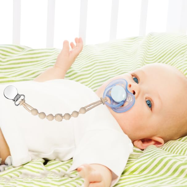 Pacifier Clips For Boys Girls - Moribox Silicone Paci Clip Teething Relief With One Piece Baby Binky Holder For Shower Birthday