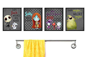 Even A Nightmare Will Brush Teeth Take A Bath Wash Hands Bathroom Character Wall Art Decor Prints Jack Sally Before Christmas Po