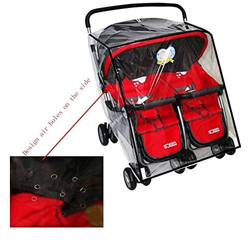 Stroller Rain Cover,Universal Rain Cover For Side By Side Baby Stroller, Double Stroller Cover For Rain And Wind ,Baby Outdoor A