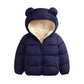 Goelsakurara Baby Kids Girl Winter Snowsuit Long Sleeve Solid Color 3D Ears Hooded Coat Jacket Outerwear Warm Zip Clothes (Dark