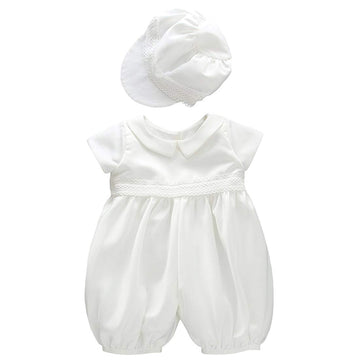Glamulice Infant Baby Boy Christening Baptism Outfit White Christening Romper Baptism Clothes 0-6 Newborn Formal Party Baptism W