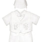 Igirldress Baby Toddler Boys Christening Short Sleeve Set 6-12Mos White