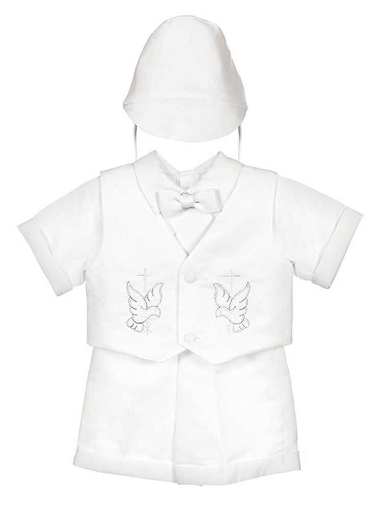 Igirldress Baby Toddler Boys Christening Short Sleeve Set 6-12Mos White