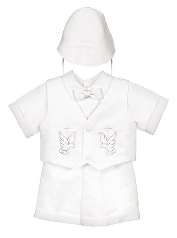 Igirldress Baby Toddler Boys Christening Short Sleeve Set 6-12Mos White