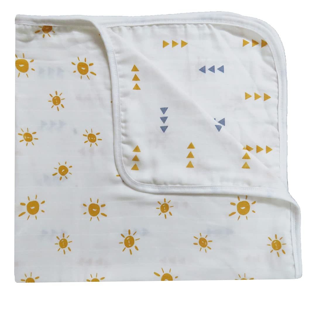 100% Organic Cotton Muslin 2 Layer Reversible Blanket for Newborn Babies  Extra Soft Baby Blanket  70x70 cms  (036 Mths) (Sm