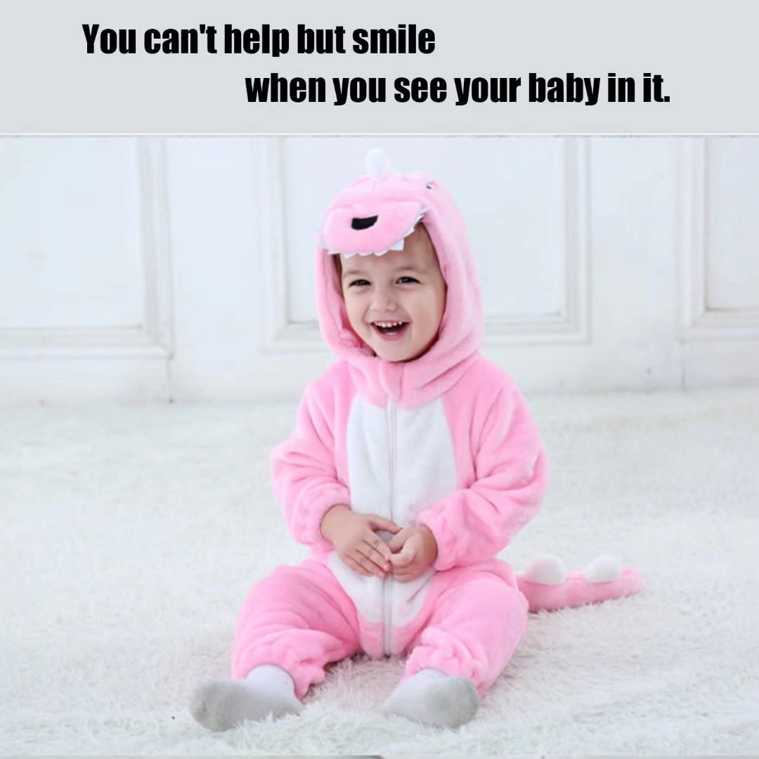 Baby Pink Dinosaur Costumes Unisex Toddler Outfit Halloween Dress Up Romper 2-6 Months