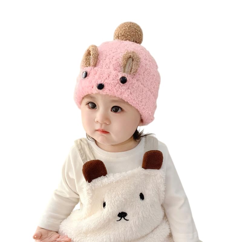 Richmen Baby Boys Girls Winter Knit Cap Hat Soft Fleece Ear Flap Woolen Hat | Skull Beanie Unisex Kids Winter Hat (2 To7 Yrs) (P
