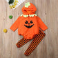 Oneflow Infant Toddler Baby Girls Boys Halloween Pumpkin Costumes Cute Hooded Romper Top Leggings Pants Outfit Clothes Set (18-2