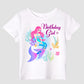 Doctor Unicorn Birthday Girls Mermaid Outfit Set Costume Tutu Skirt Dress, Mermaid Birthday Shirt, Headband & Satin Sash (Blue M