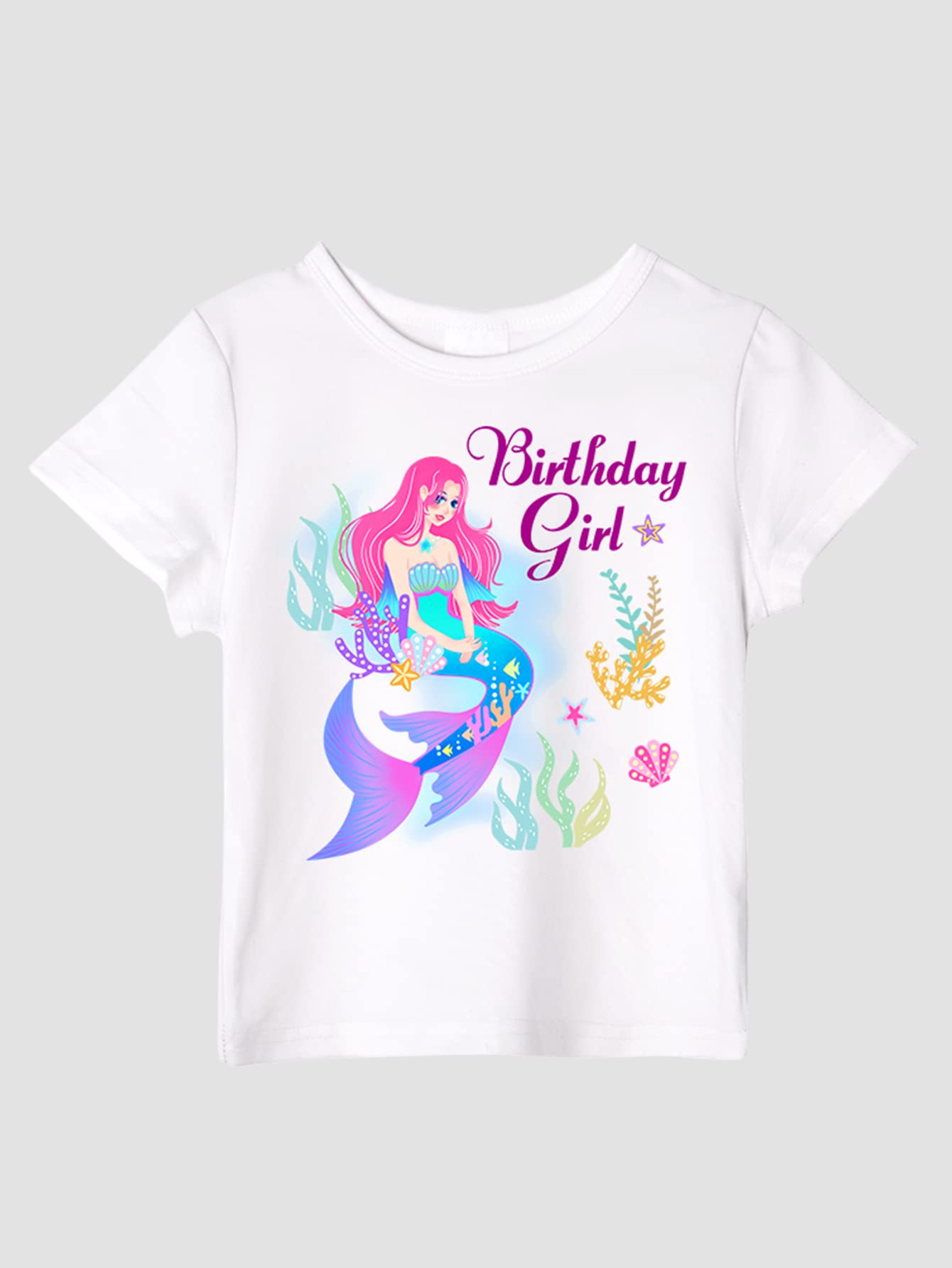 Doctor Unicorn Birthday Girls Mermaid Outfit Set Costume Tutu Skirt Dress, Mermaid Birthday Shirt, Headband & Satin Sash (Blue M
