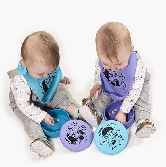 Modern-Twist Bucket-Bib, Badger Family - Lavender