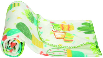 Mee Mee Multipurpose Soft Baby Blanket (Green with Multicolour  Cactus Print) (305.0mm L X 36.0mm W)