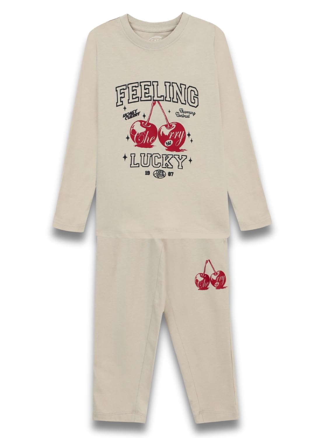 F A S O Girls Cotton Pyjama Set | Soft Stretch TShirt & Track Pant | Comfortable Waistband | Stylish Printed Design | Double Si