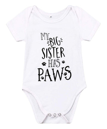 Mainesaka Newborn Baby Got My Mind On My Mommy Paws Funny Bodysuits Rompers Outfits Grey White 0-18M (Z-My Big Sister Has Paws,