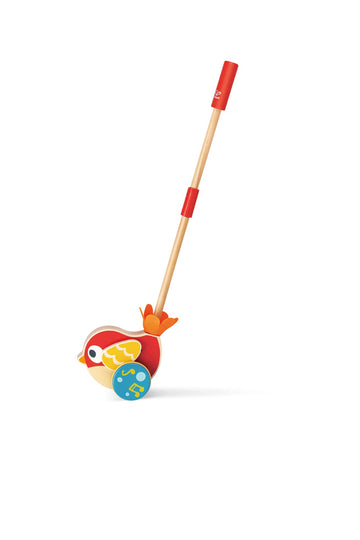 Hape Lilly Musical Push Along | Wooden Push Along Baby Walking Bird, Playful Kids Toy with Detachable Stick, Multicolor, 22.05 I