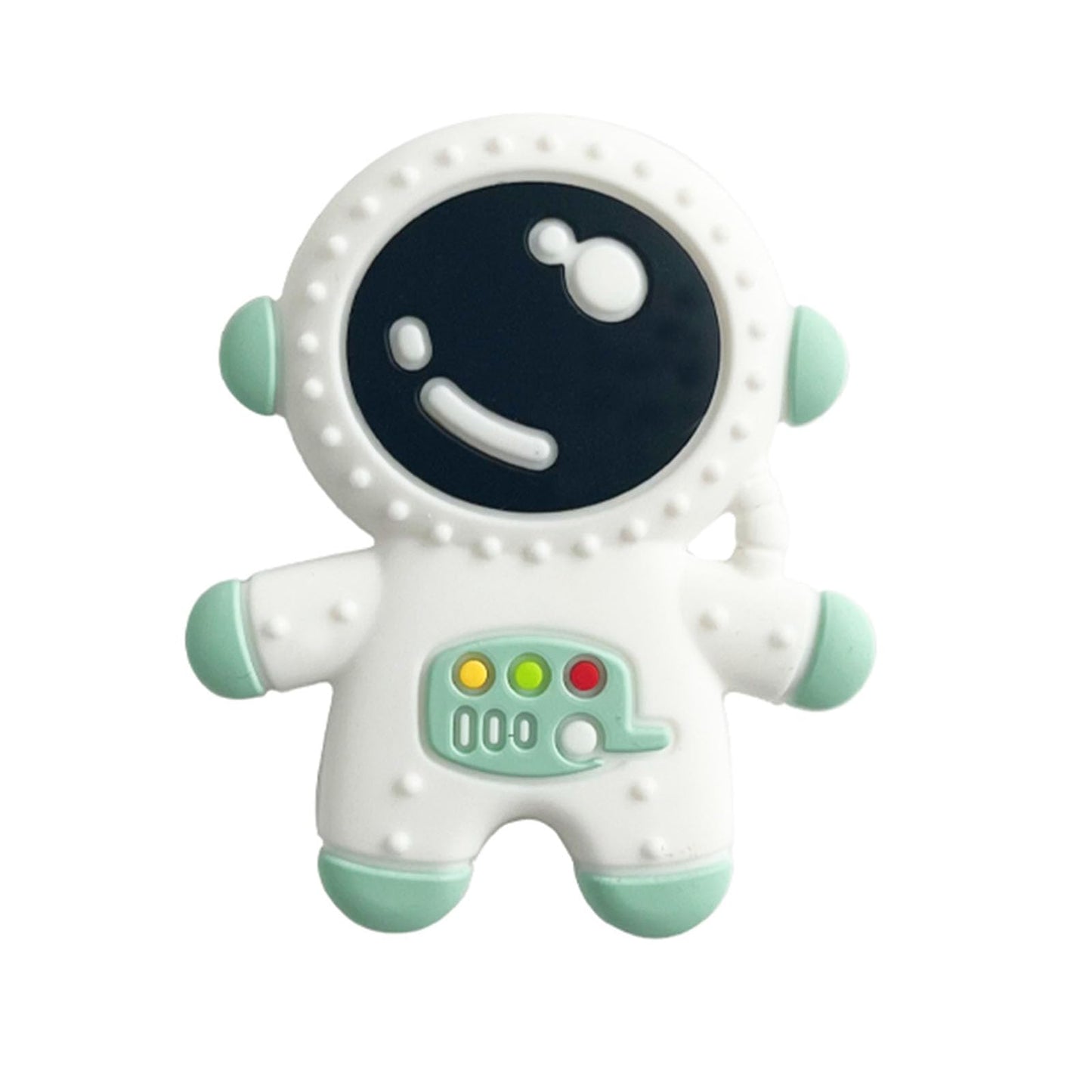Cuxnoo Baby Teething Spaceman Toy for 3+ Months Infants Sucking, Food Grade Silicon Astronaut Styling Teether, BPA Free (Cyan)